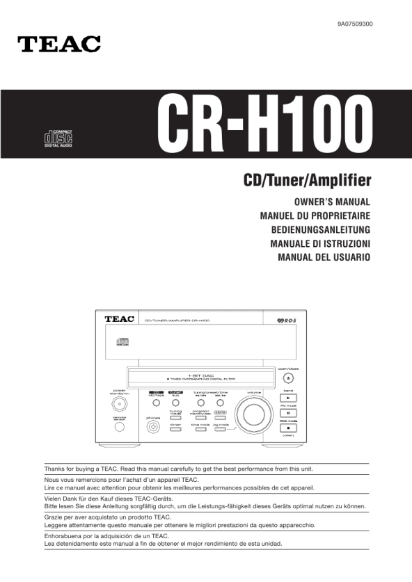 Teac Cr-h100 User Manual